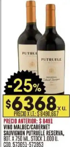 Coto Petruele Reserva vino malbec/cabernet sauvignon oferta