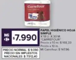 Carrefour Carrefour papel higienico hoja simple oferta