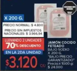Carrefour Bajo precio garantizado jamón cocido feteado bajo sodio oferta