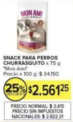 Carrefour Mon ami snack para perros churrasquito oferta