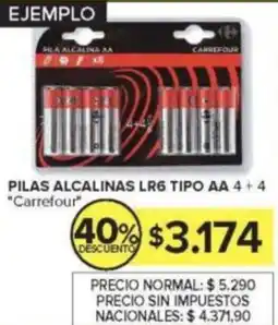 Carrefour Carrefour pilas alcalinas lr6 tipo aa 4+4 oferta