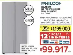 Carrefour Philco heladera no frost inox sbs oferta