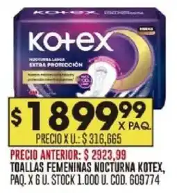 Coto Kotex toallas femeninas nocturna oferta