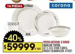 Coto Corona vajillas textos oferta