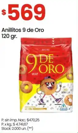 Changomas 9 de oro anillitos oferta