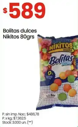 Changomas Nikitos bolitas dulces oferta