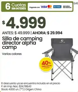 Changomas Silla de camping director alpha camp oferta