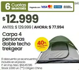 Changomas Carpa 4 personas doble techo oferta