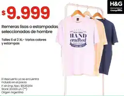 Changomas Remeras lisas o estampadas seleccionadas de hombre oferta
