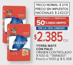 Carrefour Taragüí yerba mate con palo origen controlado oferta