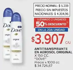 Carrefour Dove antitranspirante en aerosol original oferta