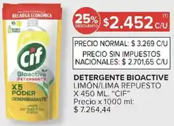 Carrefour Cif detergente bioactive limón/lima repuesto oferta