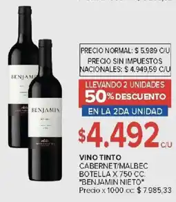 Carrefour Benjamin nieto vino tinto cabernet/malbec botella oferta