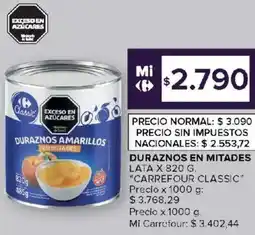 Carrefour Carrefour classi duraznos amarillos lata oferta