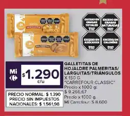 Carrefour Carrefour classic galletitas de hojaldre palmeritas/ larguitas/triángulos oferta