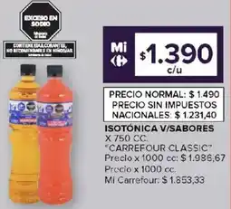 Carrefour Carrefour classic isotónica v/sabores oferta