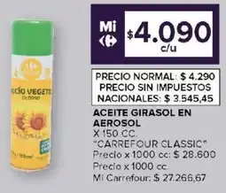 Carrefour Carrefour classic aceite girasol en aerosol oferta