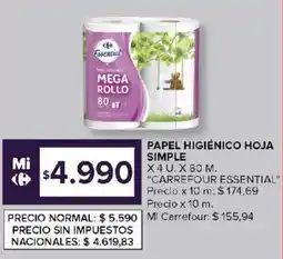 Carrefour Carrefour Essential papel higienico hoja simple oferta