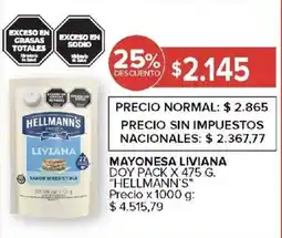 Carrefour Hellmann's mayonesa liviana oferta