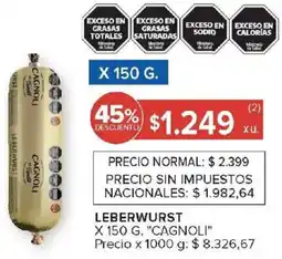 Carrefour CAGNOLI LEBERWURST oferta