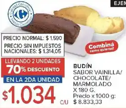 Carrefour Budín sabor vainilla/ chocolate/ marmolado oferta