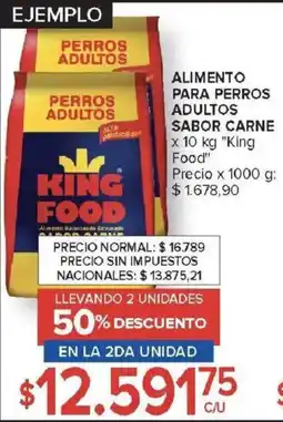 Carrefour King food alimento para perros adultos sabor carne oferta
