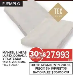 Carrefour Tex home mantel líneas lurex dorada y plateada oferta