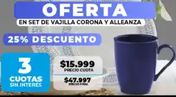 Supermayorista Vital En set de vajilla corona y alleanza oferta