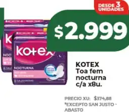 Supermayorista Vital Kotex toa fem nocturna c/a oferta