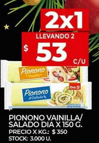 Supermercados DIA Pionono Vainilla Salado Dia oferta