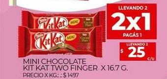 Supermercados DIA Mini Chocolate Kit Kat Two Finger oferta