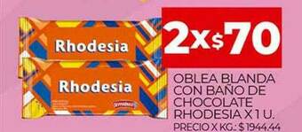 Supermercados DIA Oblea Blanda Con Baño De Chocolate Rhodesia oferta