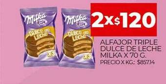 Supermercados DIA Alfajor Triple Dulce De Leche Milka oferta