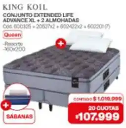 Naldo Lombardi King koil conjunto extended life advance xl+2 almohadas oferta