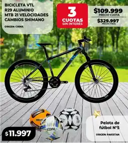 Supermayorista Vital Bicicleta vtl r29 aluminio mtb 21 velocidades cambios shimano oferta