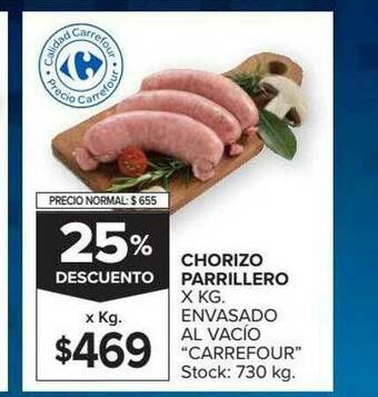 Carrefour Chorizo Parrillero Envasado Al Vacío oferta