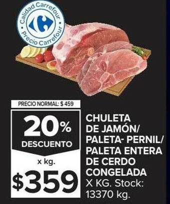 Carrefour Chuleta De Jamón Paleta-pernil Paleta Entera De Cerdo Congelada 20% Descuento oferta