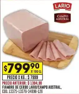 Coto Lario/campo austral fiambre de cerdo oferta