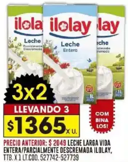 Coto Ilolay leche larga vida entera/parcialmente descremada oferta