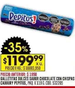 Coto Pepitos galletitas dulces sabor chocolate con chispas cadbury oferta