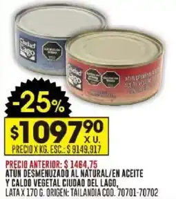 Coto Ciudad del lago atun desmenuzado al natural/en aceite y caldo vegetal lata oferta