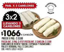 Coto Canelón de ricota y queso / espinaca y parmesano / pollo y verdura, paq. oferta