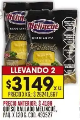 Coto Queso rallado melincue, paq. oferta