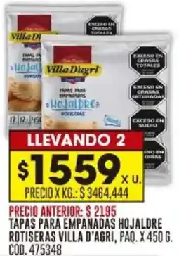 Coto Tapas para empanadas hojaldre rotiseras villa d'agri, paq. oferta