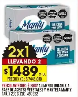 Coto Manty alimento untable a base de aceites vegetales y manteca paq. oferta