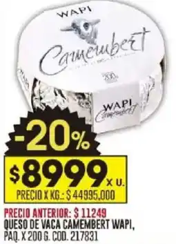 Coto Wapi queso de vaca camembert paq. oferta