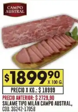 Coto Campo austral salame tipo milan oferta