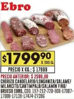 Coto Ebro chorizo candelario/longaniza oferta
