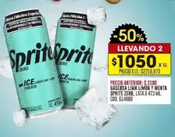 Coto Sprite zero gaseosa lima limon y menta lata oferta