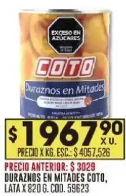 Coto Coto duraznos en mitades lata oferta